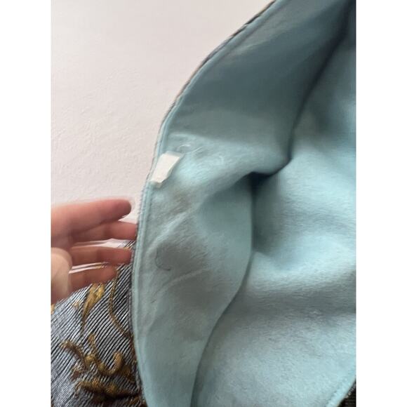 Christmas Eve By Santa’s Best Blue brown‎ embroidered Tree Skirt Tassels polygon - Picture 4 of 4